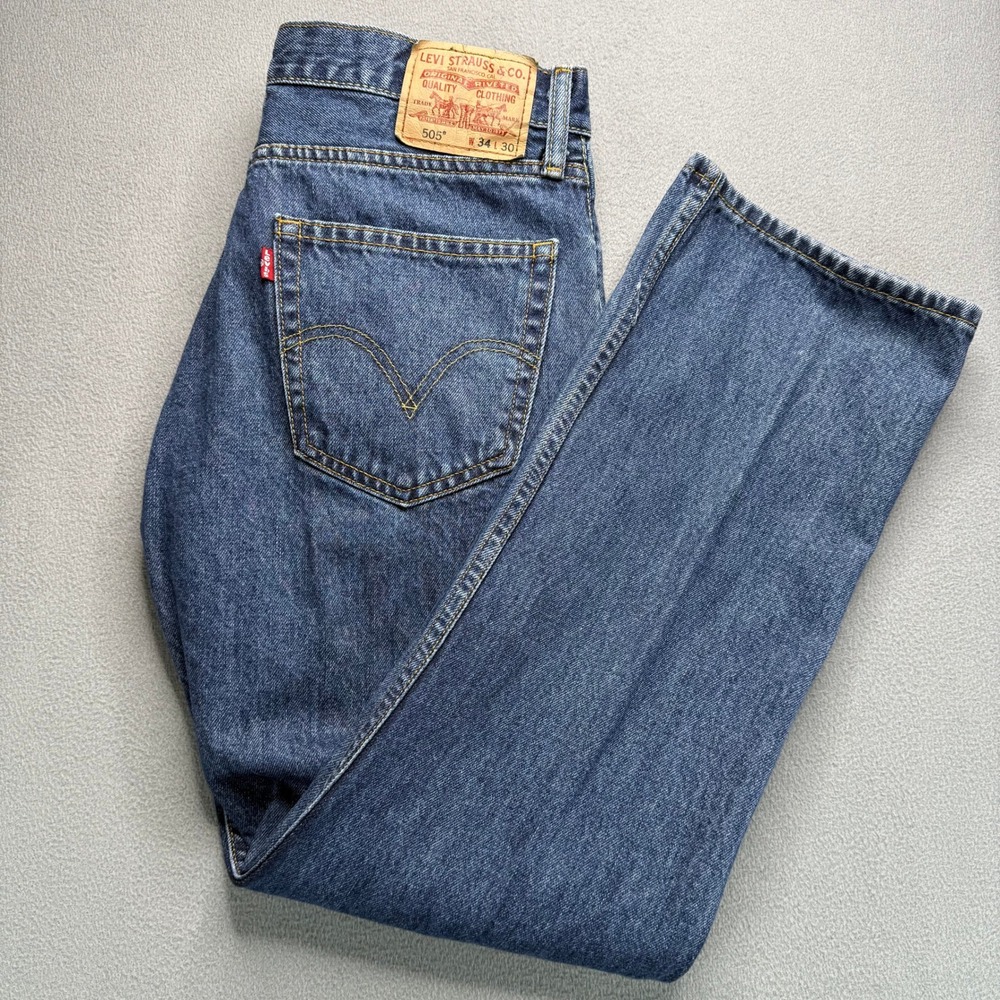 VTG Y2K Levis 505 Jeans Mens 34x30 Blue Straight Fit Denim Retro Classic Grunge